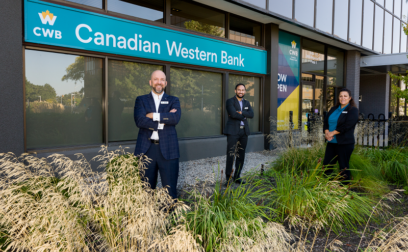 Mark Stafford and team standing outside the branch.